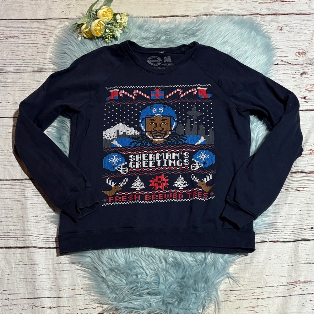 Fresh Brewed Tees Sherman’s Greetings Seattle Seahawks NFL Ugly Sweater sz M